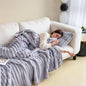New Imitation Rabbit Plush Warm Blanket Set
