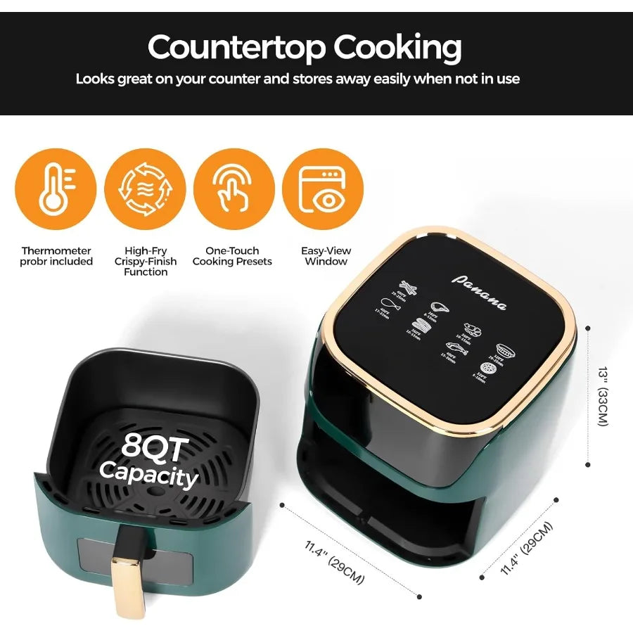 8QT Large Air Fryer W / Compact Design for Family Meals