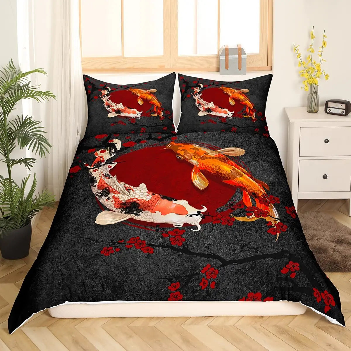 Koi Duvet Cover Sets for Kids Teens Adults Queen Size Quilt Covers