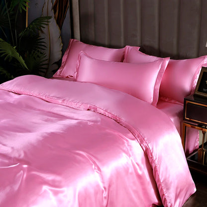 3-Pieces Silky Satin Duvet Cover Set Queen Size Soft Smooth Durable Comforter