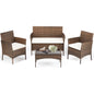 JHK 4 Piece Outdoor Patio Furniture Set with Soft Cushion and Glass Table