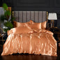 3-Pieces Silky Satin Duvet Cover Set Queen Size Soft Smooth Durable Comforter