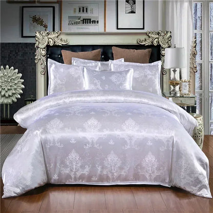 Luxury Satin Jacquard Single Double Duvet Cover Set High End European Wedding