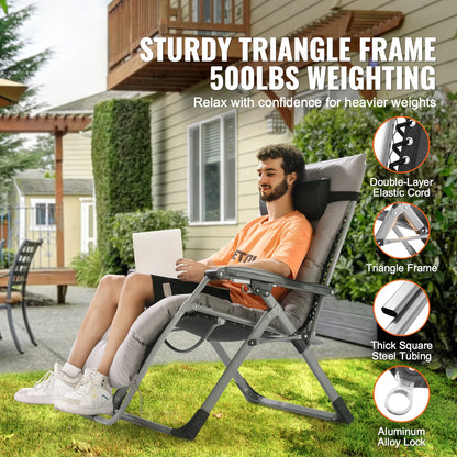 Zero Gravity Adjustable Chair with Cushion Footrest and Cupholder