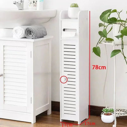 Bathroom Storage Cabinet Toilet Paper Holder Stand W / Door