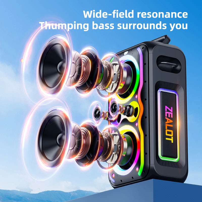 200W Bass Speaker Wireless Bluetooth, 48000mAh Battery, Multi-Device Support, RGB Glow Great for Gift-Giving Birthday/Christmas
