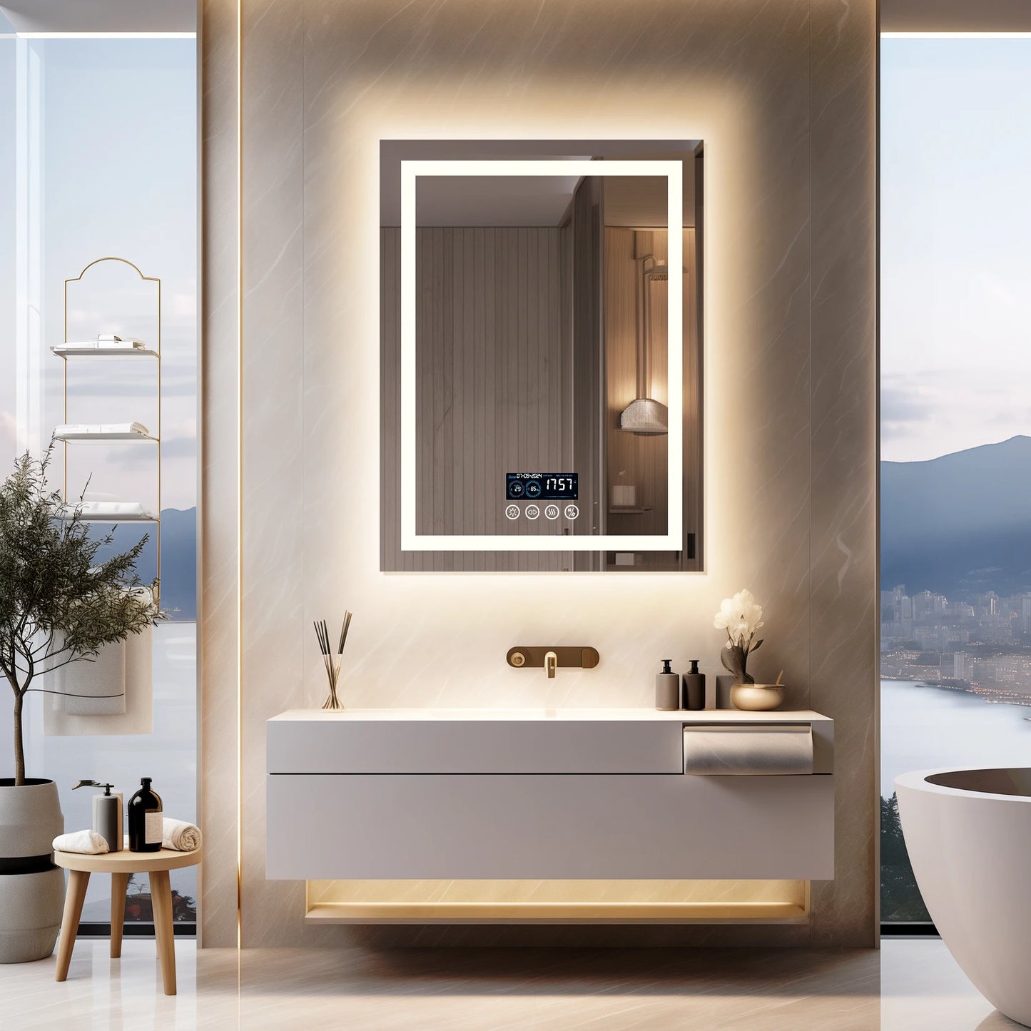 LED Lighted Bathroom Mirror with Bluetooth Speaker