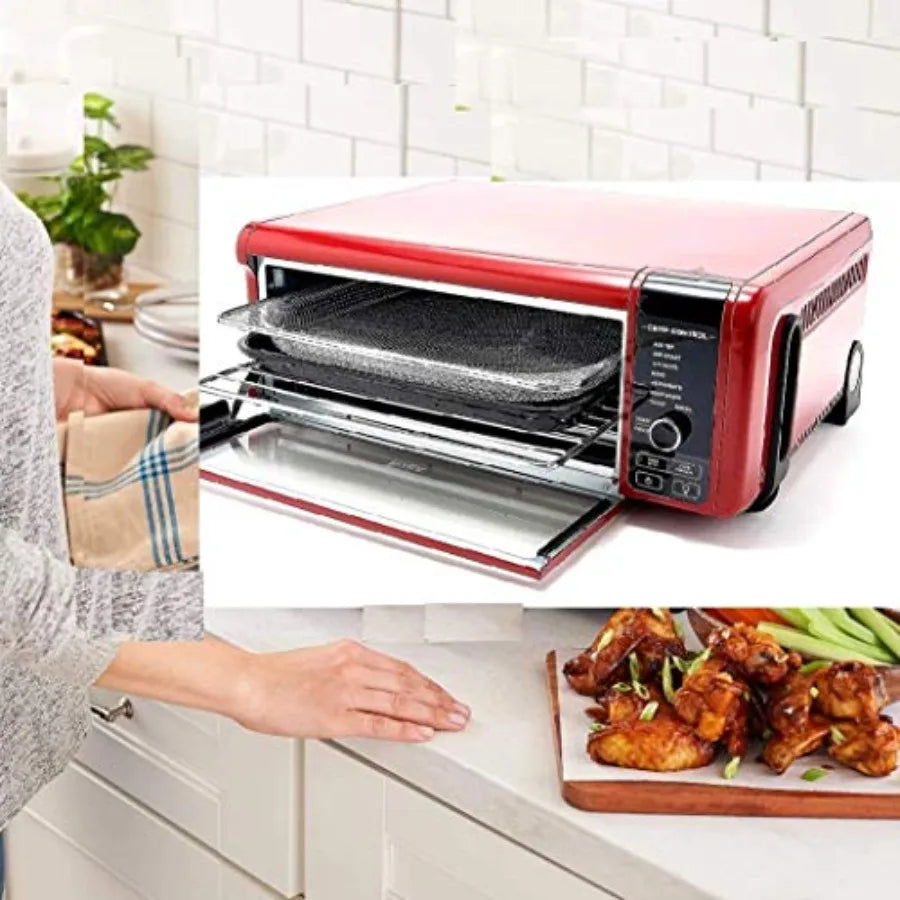 Air Fry Large Toaster Oven with Flip-Away Design for Easy Storage Dehydrate Function Keep Warm 1800W