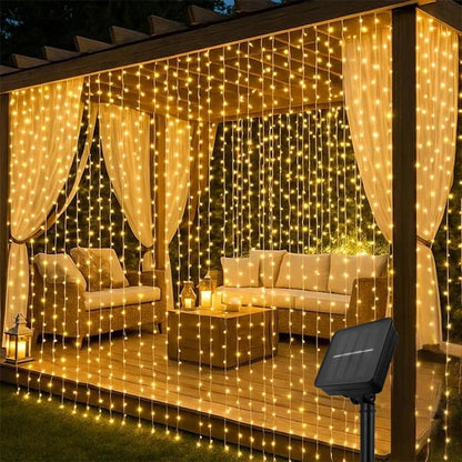 Outdoor Solar Curtain Light 3x3M 300Leds Holiday Decorations Garland