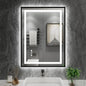 20"x 28" LED Bathroom Mirror w/ Black Frame, Front Light & Backlit,