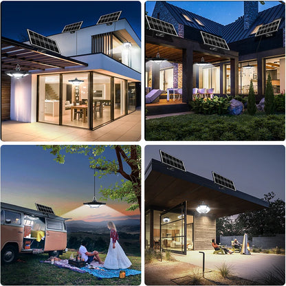 Solar Pendant Lights Outdoor Indoor / Remote Motion Sensor 5 Lighting Modes for Garage Patio Barn