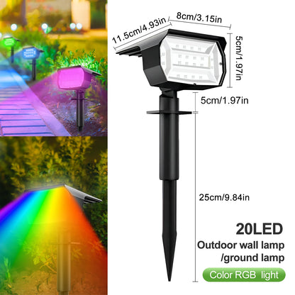 LED Solar Landscape Lights Outdoor Waterproof W / 3 Modes for Yard Lawn Walkway