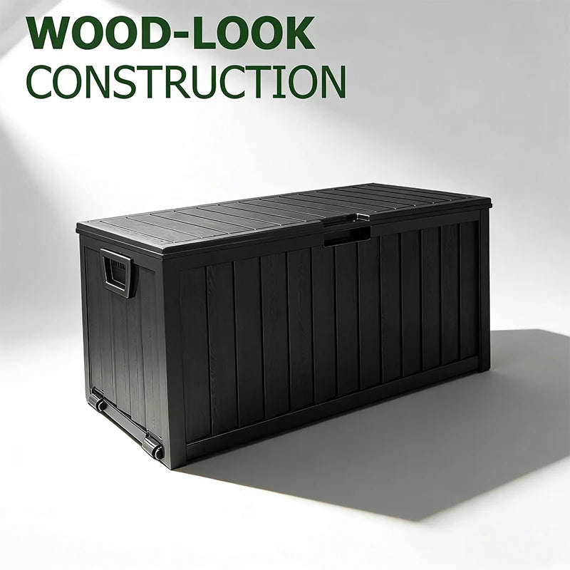 35/75 Gallon Resin Outdoor Storage Box with Handles Garden Tools