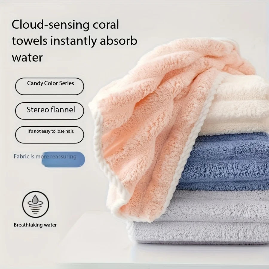 2pcs Luxury Bath Towels - Super Absorbent Coral Flock