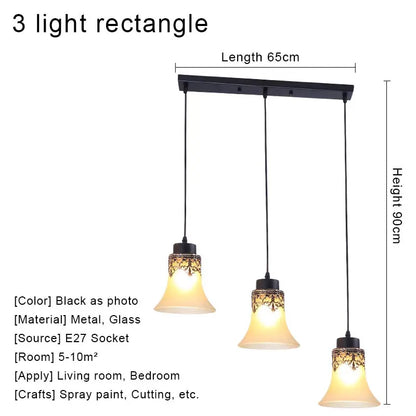 Vintage Chandelier Glass Pendant Lamp Indoor Lighting for Living Room Bedroom Kitchen Lustres Retro Loft Hanging Light Fixture