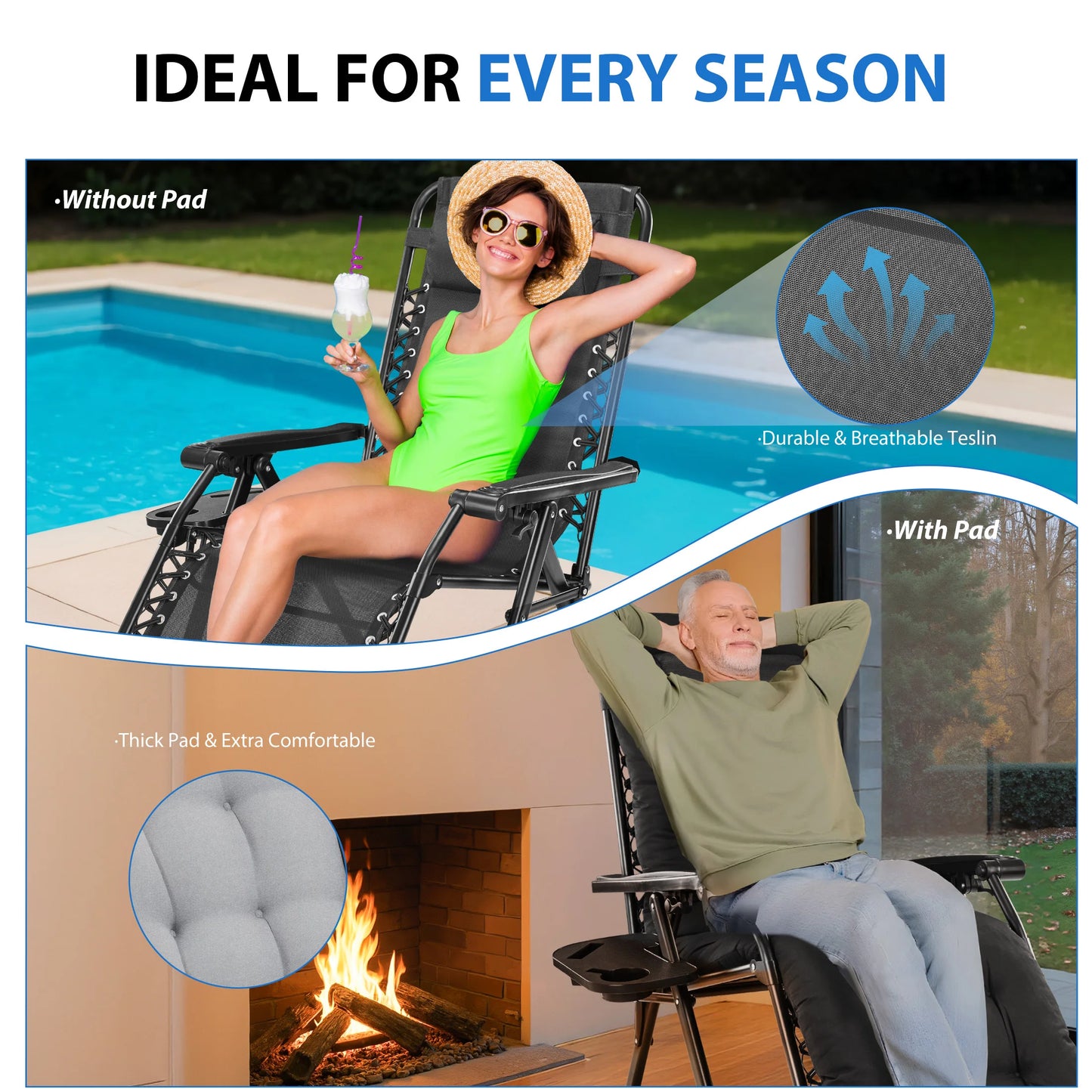 MCQ Zero Gravity Cushioned Lounge Chair