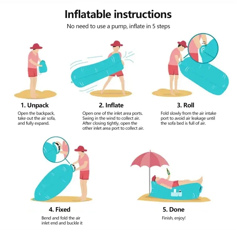 Portable Camping Lazy Inflatable Sofa Air Cushion PVC Lounger