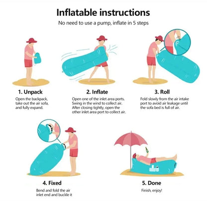Portable Camping Lazy Inflatable Sofa Air Cushion PVC Lounger