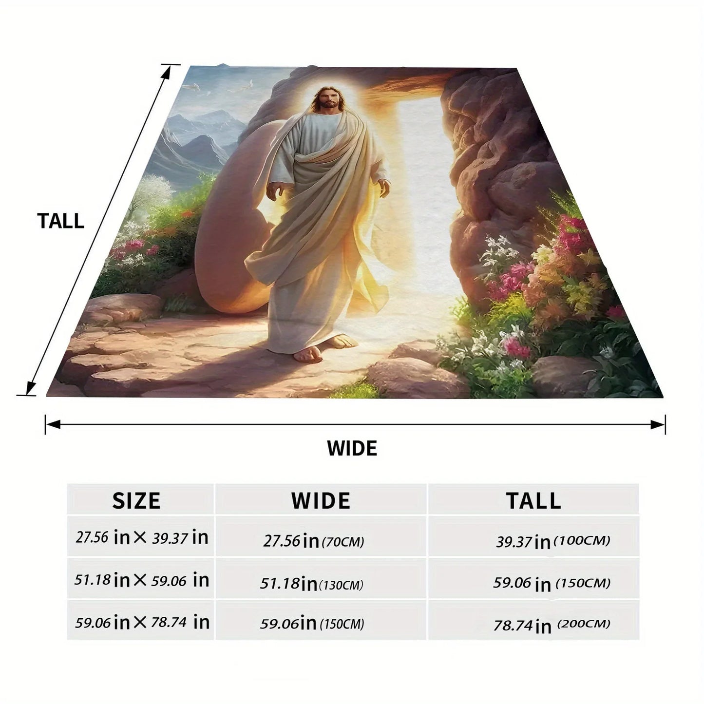 Jesus Christ Resurrection Fleece Blanket Religious Art Design