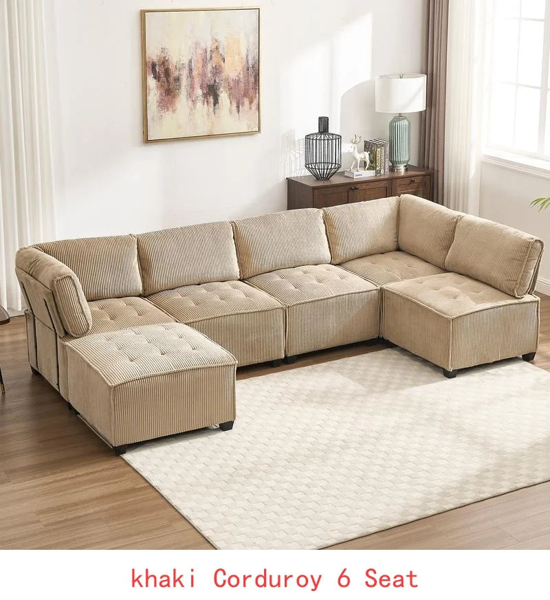 Modular Sectional Sofa U-Shaped Couch with Reversible Chaise, 6-Seat