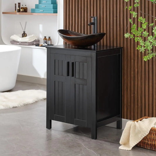 Black 24" Bathroom Vanity with Sink Combo, Modern Sink Cabinet,
