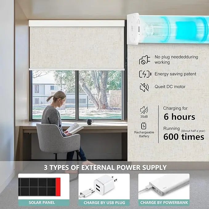 Motorized TUYA WIFI Google Home Aleax Control  100% blackout Roller Blinds for Windows