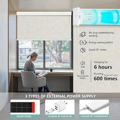Motorized TUYA WIFI Google Home Aleax Control  100% blackout Roller Blinds for Windows