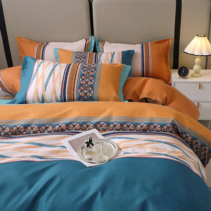 3 Pieces Luxury Striped Duvet Covers Soft Set Thickened Breathable Bedding Sets