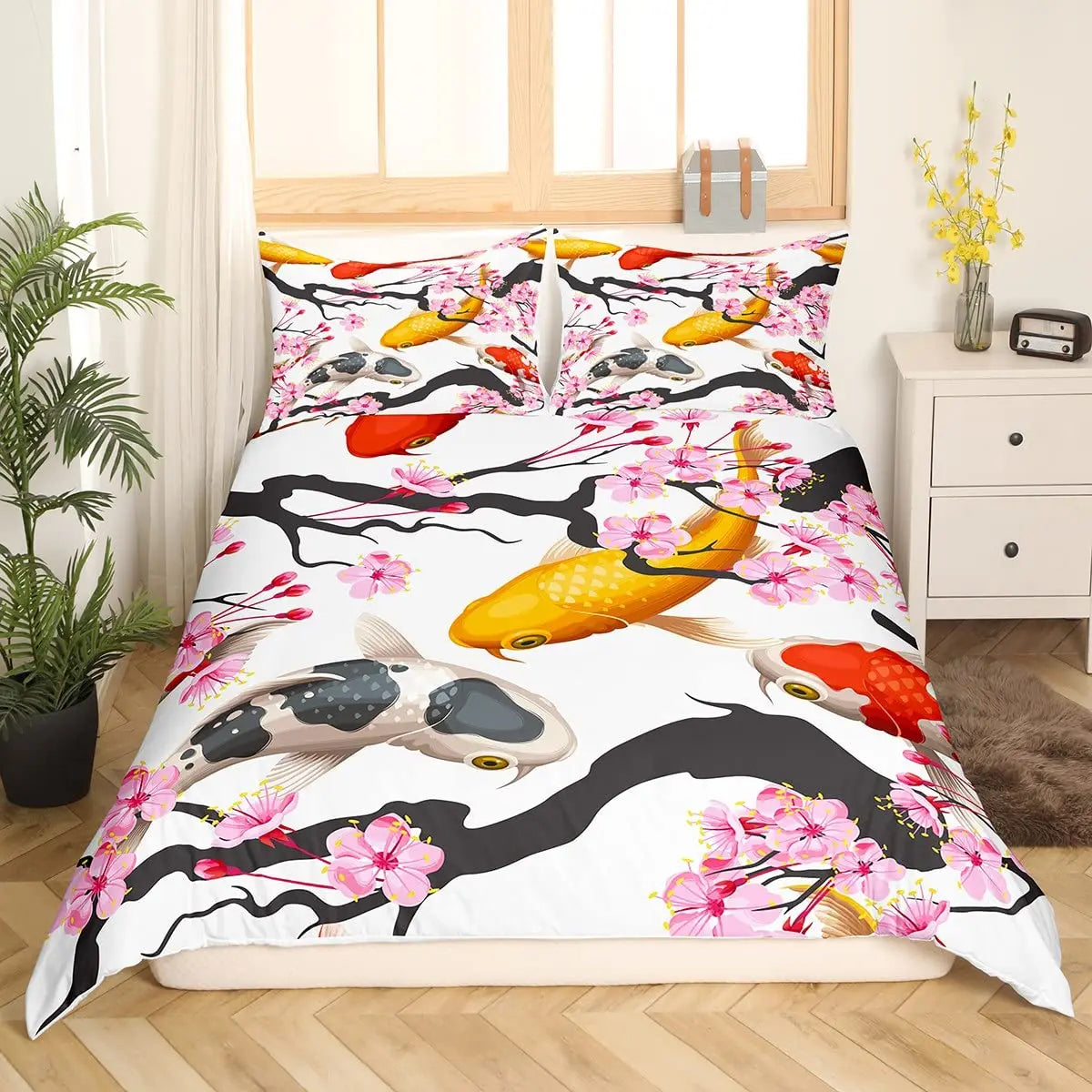 Koi Duvet Cover Sets for Kids Teens Adults Queen Size Quilt Covers