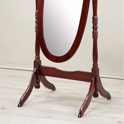 Furniture rotating adjustable full-length oval wooden knight floor mirror