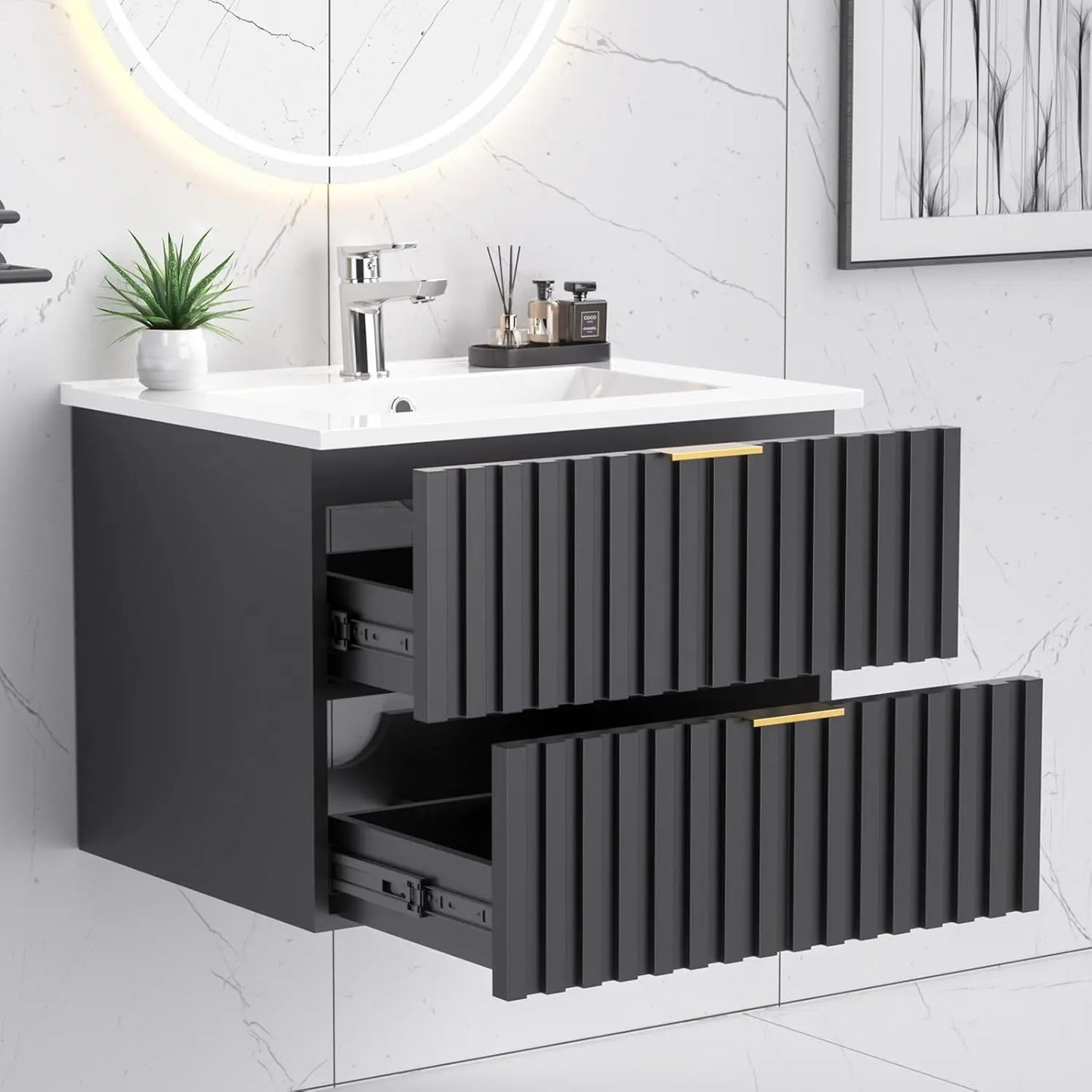 24 Inch Bathroom Vanity with Sink Combo, Floating Bathroom Vanity