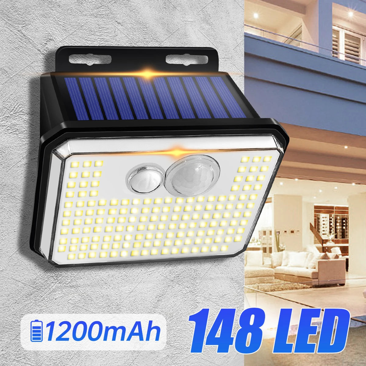 Waterproof Solar Outdoor Super Bright 148 LEDs Motion Sensor Wall Lights Security Lamp 3 Modes
