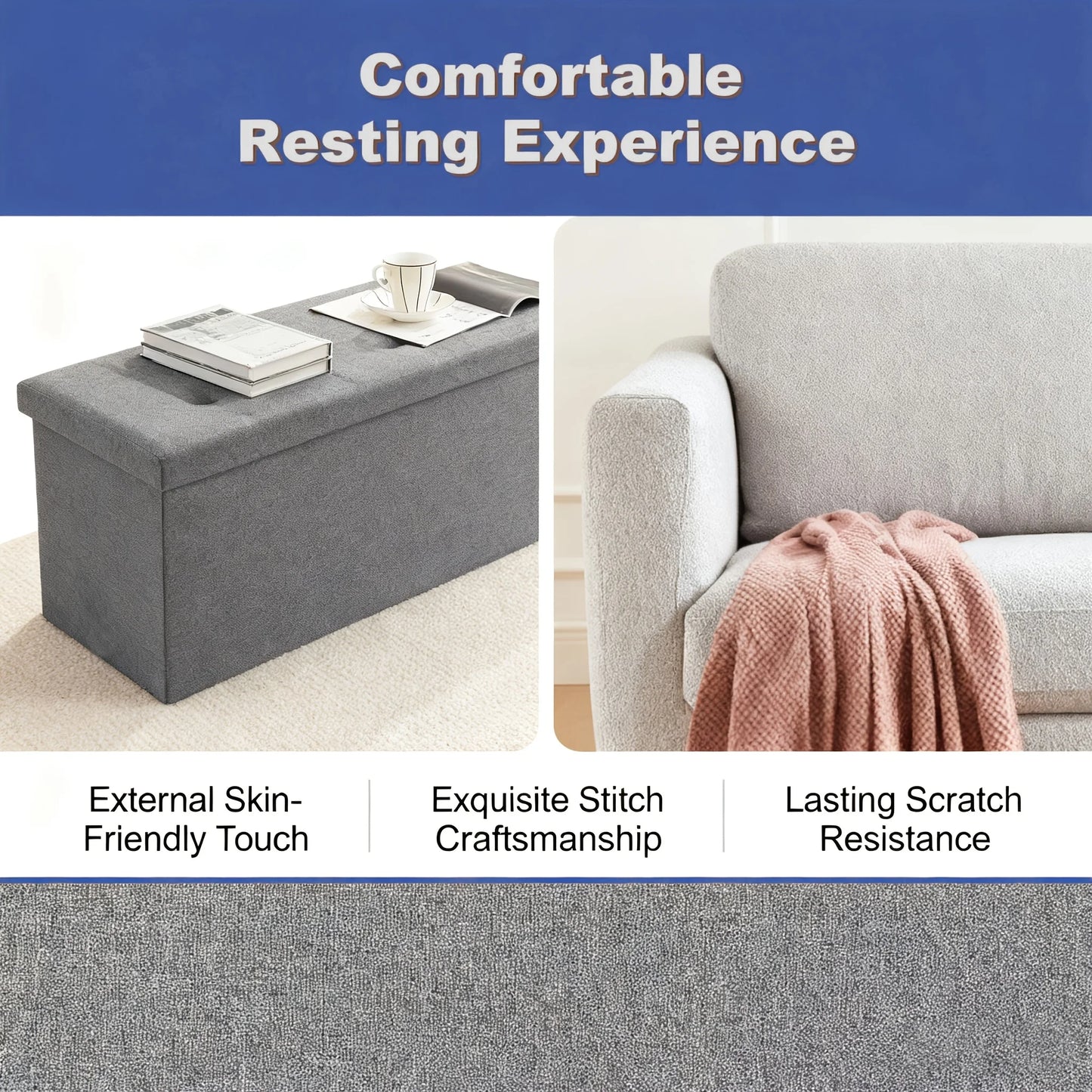 [Multi-Purpose Ottoman Bench] W/Folding Storage