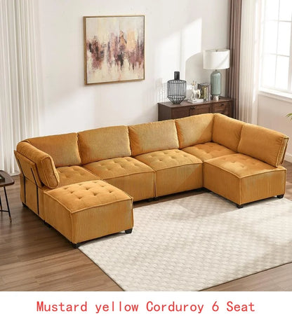 Modular Sectional Sofa U-Shaped Couch with Reversible Chaise, 6-Seat