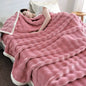 Solid Color Flannel Rabbit Fur Blanket Nap Cover Coral Fleece