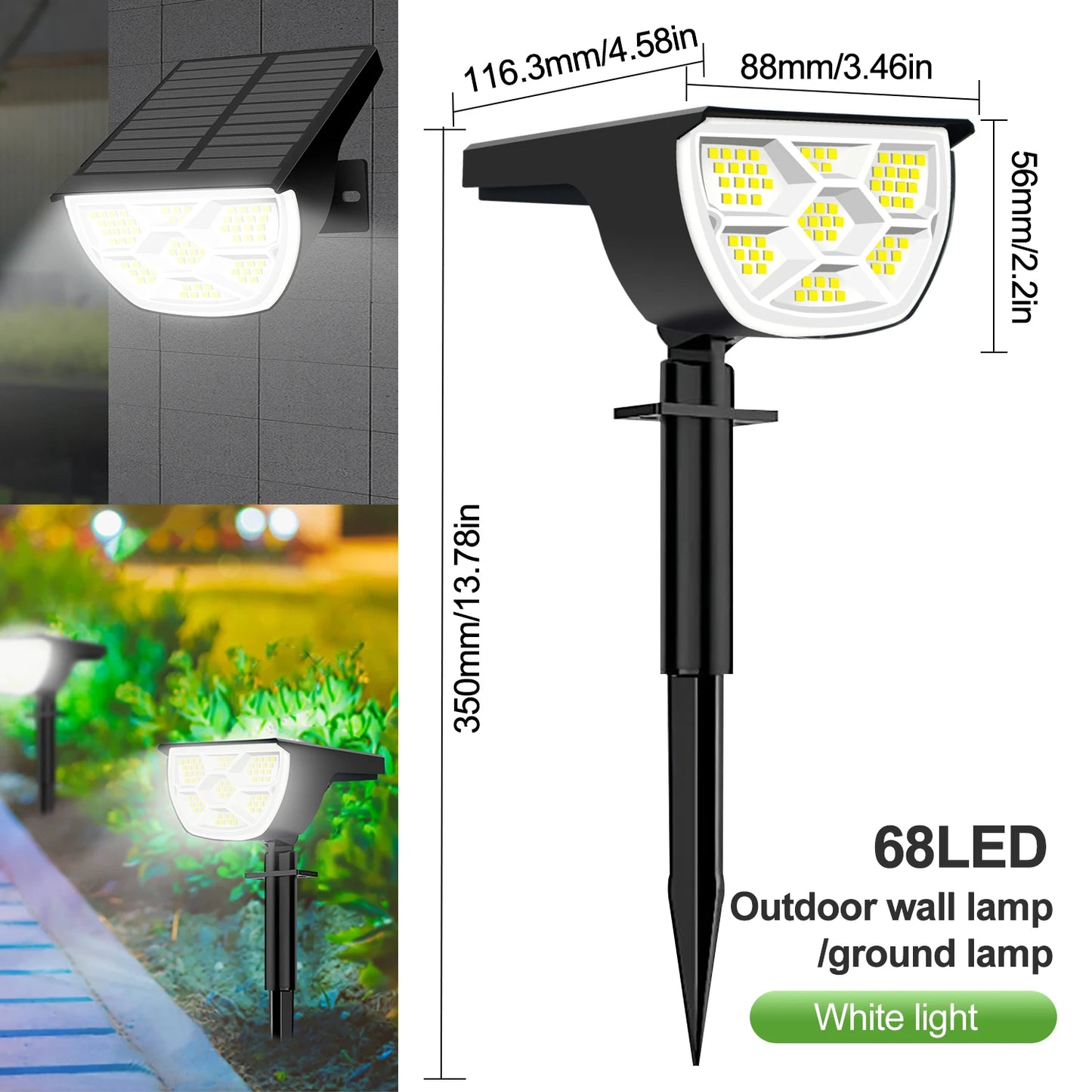 LED Solar Landscape Lights Outdoor Waterproof W / 3 Modes for Yard Lawn Walkway