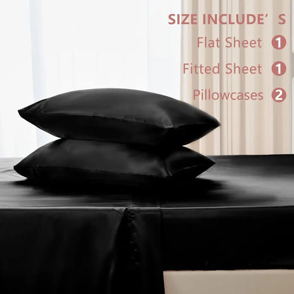 Satin Sheets King Size Sheet Set 4 Piece Silky King Sheets