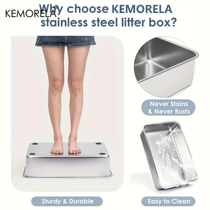 1PC 6-Inch Stainless Steel Cat Litter Box with Scoop Pedal