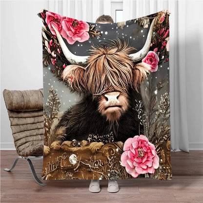 Highland Cow Flannel Blanket Children Warm Soft Blanket