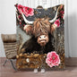 Highland Cow Flannel Blanket Children Warm Soft Blanket