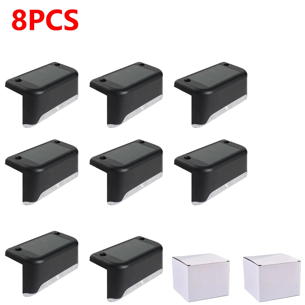 Warm White LED Solar Step Lamp Path Lights Waterproof Balcony, Patio Stair, Fence Light.