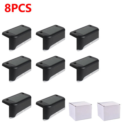 Warm White LED Solar Step Lamp Path Lights Waterproof Balcony, Patio Stair, Fence Light.