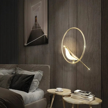 Modern LED Gold Magpie Bird Ceiling Chandelier