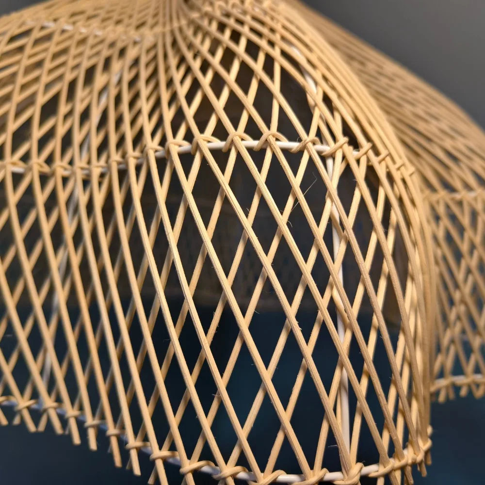 Japanese Style Wabi-sabi Retro Rattan Chandelier Creative Living Room Restaurant Box Pendants LIghts Hotel Living Room Lamps LED
