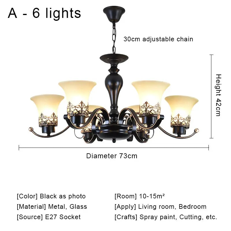 Vintage Chandelier Glass Pendant Lamp Indoor Lighting for Living Room Bedroom Kitchen Lustres Retro Loft Hanging Light Fixture