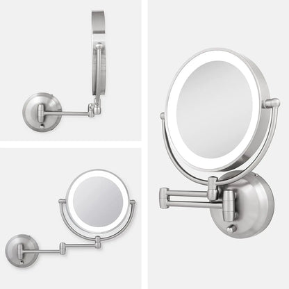 11" LED Wall Mounted Makeup Mirror Cordless or Battery-Operated