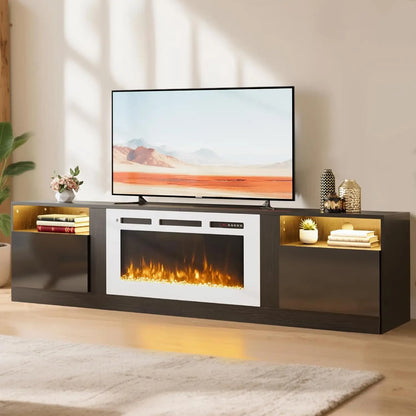 70" TV Stand with 36" Electric Fireplace, Storage Cabinet