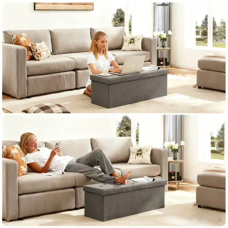 Heavy Duty Folding Storage Ottoman Bench