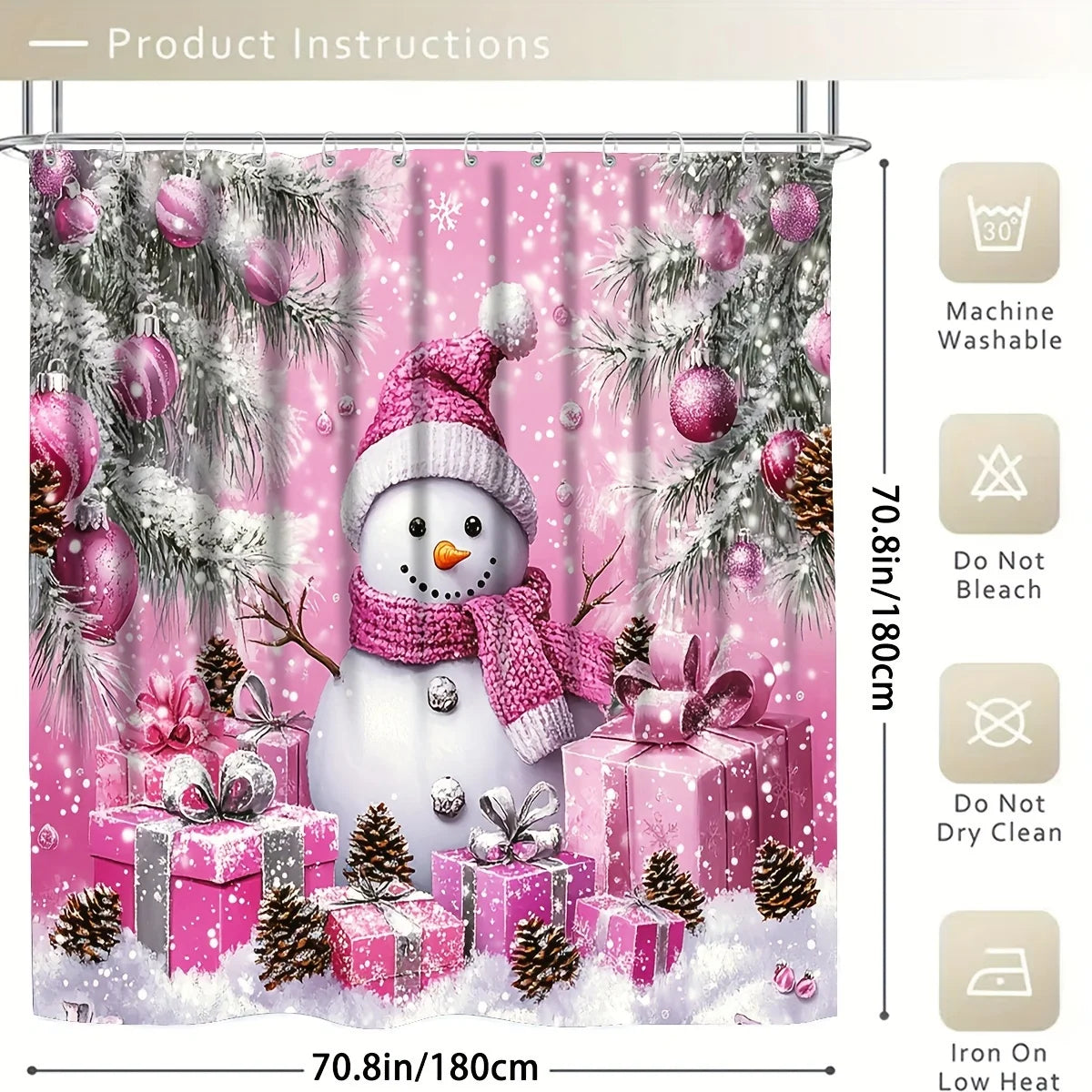 1pcs Christmas Snowman Family Shower Curtain Set