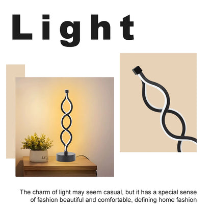 LED Spiral Table Lamp Tricolor Adjustable Brightness USB Powered Eye-protection Lamp